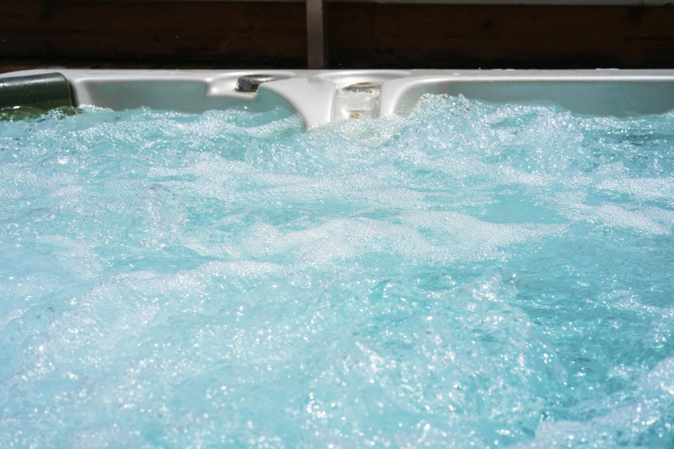 A close-up photo of water in a hot tub
