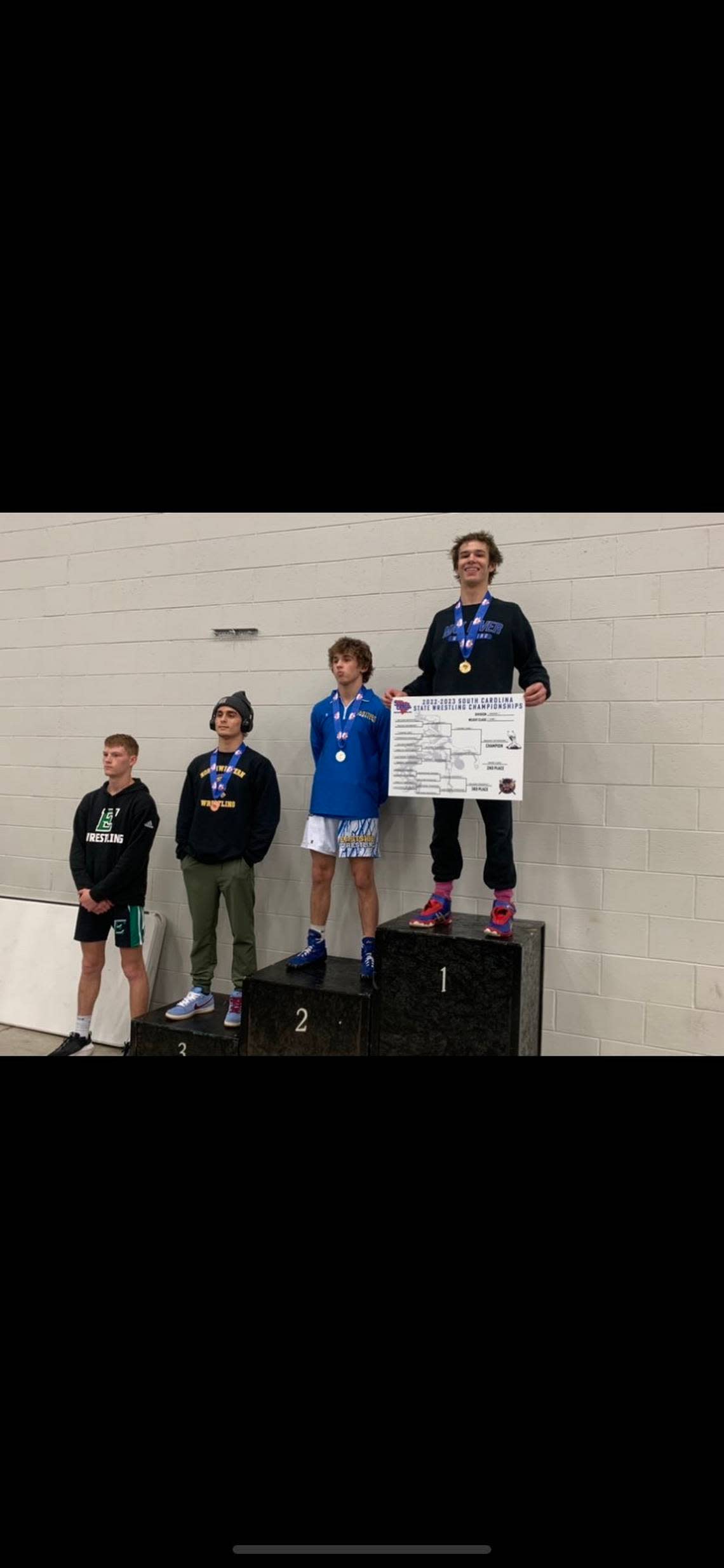 May River’s Isaiah Wysong won the Class 4A, 138-pound championship on Feb. 25, 2023.