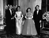 <p>The Queen and Prince Philip pose with US president John F Kennedy and First Lady Jacqueline Kennedy at Buckingham Palace in London, on 5 June 1961. (Reuters)</p> 