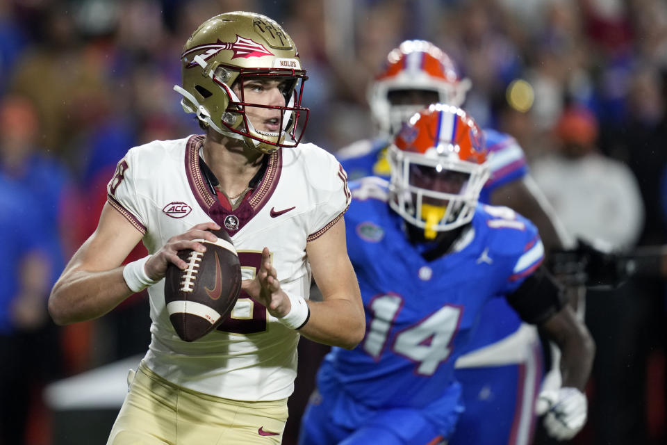 Tate Rodemaker eluded the Gators long enough to get Florida State a much-needed win last week. (AP Photo/John Raoux)
