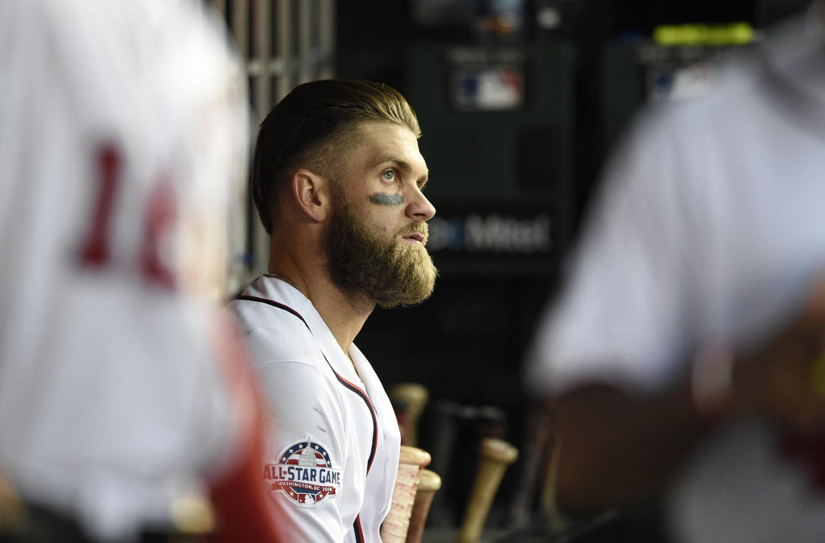 Game-Used Bryce Harper 2018 Home White Jersey with All Star Game