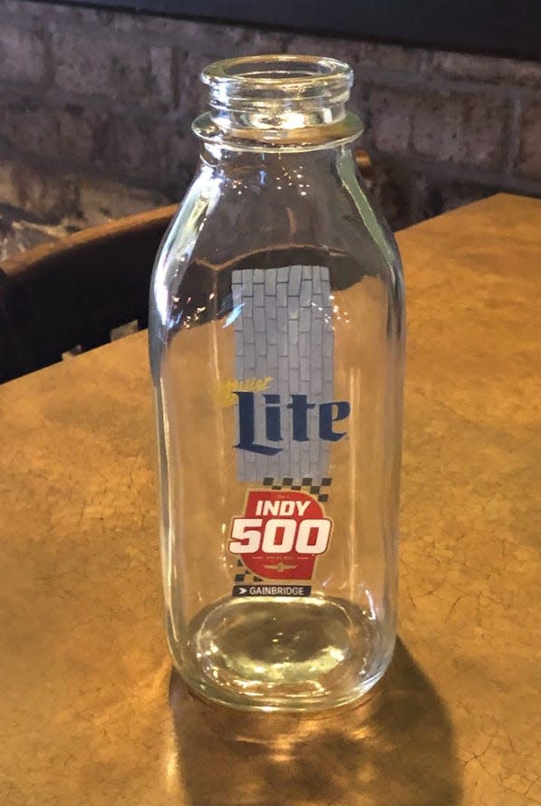 The Indy 500 commemorative milk bottle comes filled with beer at Dawson's on Main.