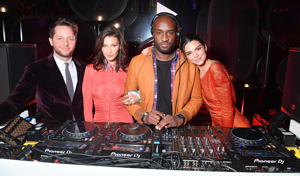 Virgil, Kendall Jenner and Bella Hadid behind the DJ decks