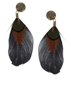 Asos feather earrings, $13.79, at Asos