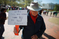 <p>A man shows his support for several hundred high school students from the Washington area as they rallying in front of the White House to protest against the National Rifle Association and to call for stricter gun laws April 20, 2018 in Washington, D.C. (Photo: Chip Somodevilla/Getty Images) </p>