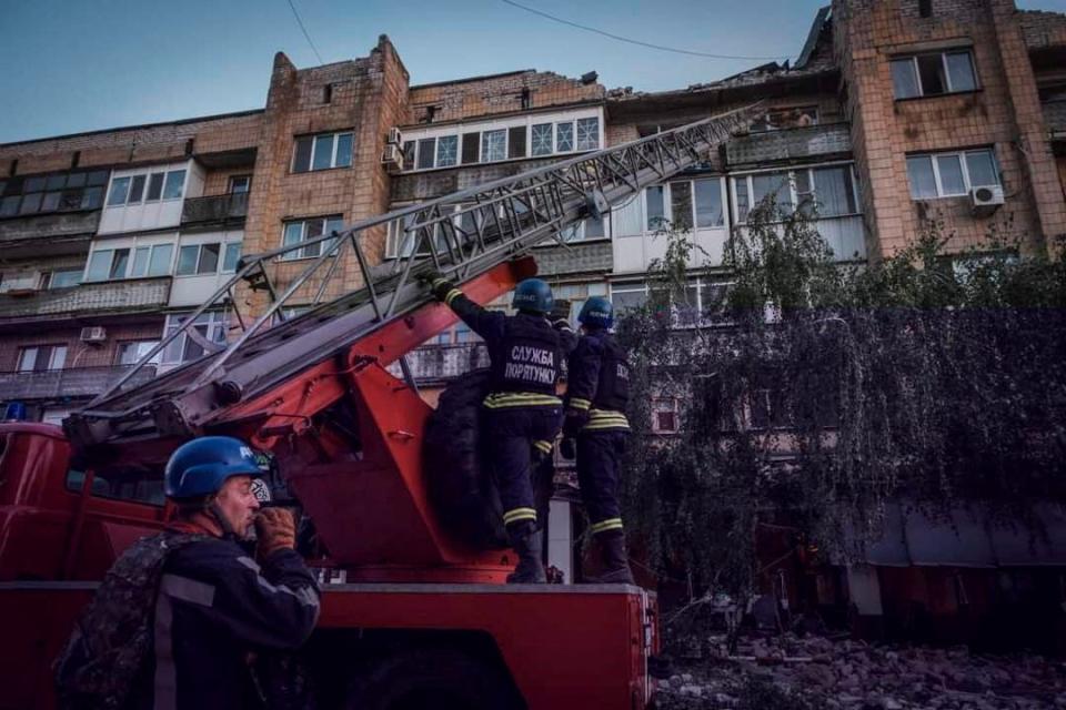 A view shows a building destroyed during a Russian missile strike, amid Russia's attack on Ukraine, in Pokrovsk, Donetsk region, Ukraine (via REUTERS)