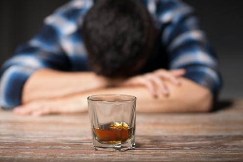 <span class="caption">Even moderate alcohol consumption changes the brain's structure.</span> <span class="attribution"><a class="link " href="https://www.shutterstock.com/image-photo/alcoholism-alcohol-addiction-people-concept-male-1130260130" rel="nofollow noopener" target="_blank" data-ylk="slk:Syda Productions/ Shutterstock;elm:context_link;itc:0;sec:content-canvas">Syda Productions/ Shutterstock</a></span>