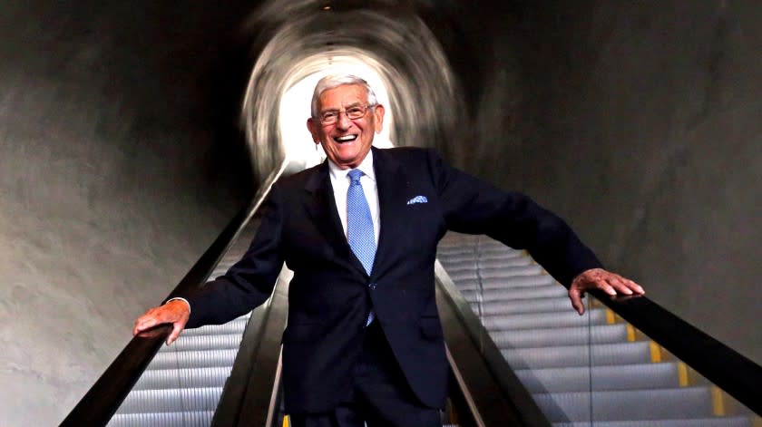 ***SUNDAY CALENDAR FALL PREVIEW STORY FOR SEPTEMBER 13, 2015. DO NOT USE PRIOR TO PUBLICATION**********LOS ANGELES, CA - AUGUST 17, 2015 -- Eli Broad stands inside The Broad, a new contemporary art museum on Grand Avenue in Los Angeles on August 17, 2015. The museum is named for the philanthropist who is financing the $140 million building which will house the Eli and Edythe Broad contemporary art collection. The Broad museum will open Sept. 20, and as promised, admission will be free. Jasper Johns, Robert Rauschenberg, Andy Warhol, Cy Twombly, Roy Lichtenstein, Ed Ruscha, Jean-Michel Basquiat, Keith Haring, Cindy Sherman, Jeff Koons and Barbara Kruger are among the featured artists. (Genaro Molina/ Los Angeles Times)