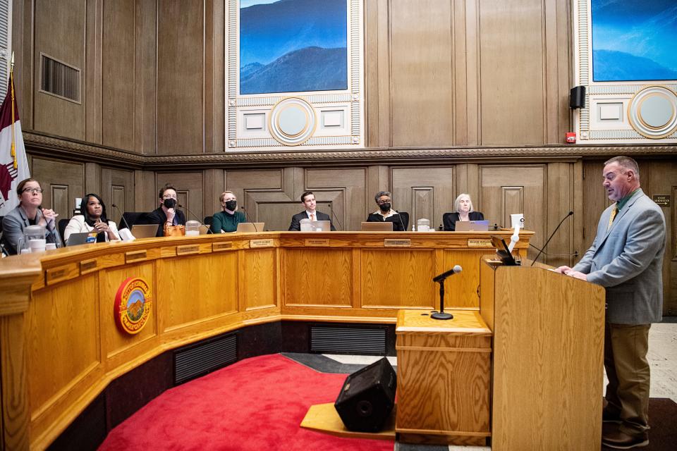 Water Resources Director David Melton addresses City Council January 10, 2023 on the timeline of events that led to water outages that impacted thousands in Asheville.