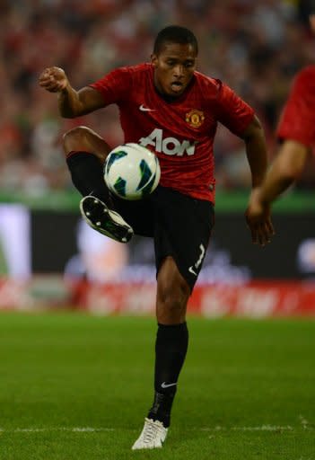 Manchester United's Antonio Valencia during a mathc in August. Alex Ferguson has problems on the flanks, with Nani out with a hamstring injury and Valencia doubtful due to a hip problem