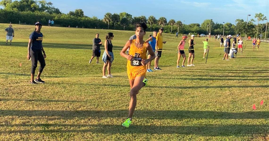 Joshua Ruiz of Belen Jesuit won the Park Vista Cross Country Invitational in Boca Raton.