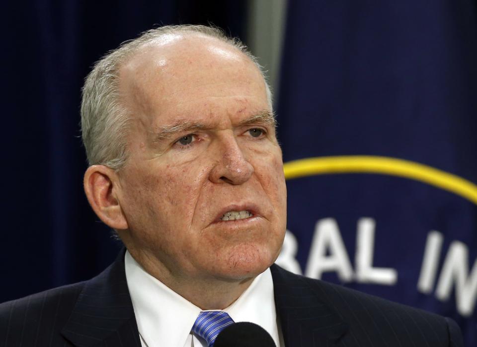 Director of the Central Intelligence Agency (CIA) John Brennan speaks during a rare news conference at CIA Headquarters in Virginia, December 11, 2014. Brennan said on Thursday that some agency officers used "abhorrent" interrogation techniques and said it was "unknowable" whether so-called enhanced interrogation techniques managed to get useful intelligence out of terrorism suspects. REUTERS/Larry Downing (UNITED STATES - Tags: POLITICS HEADSHOT)