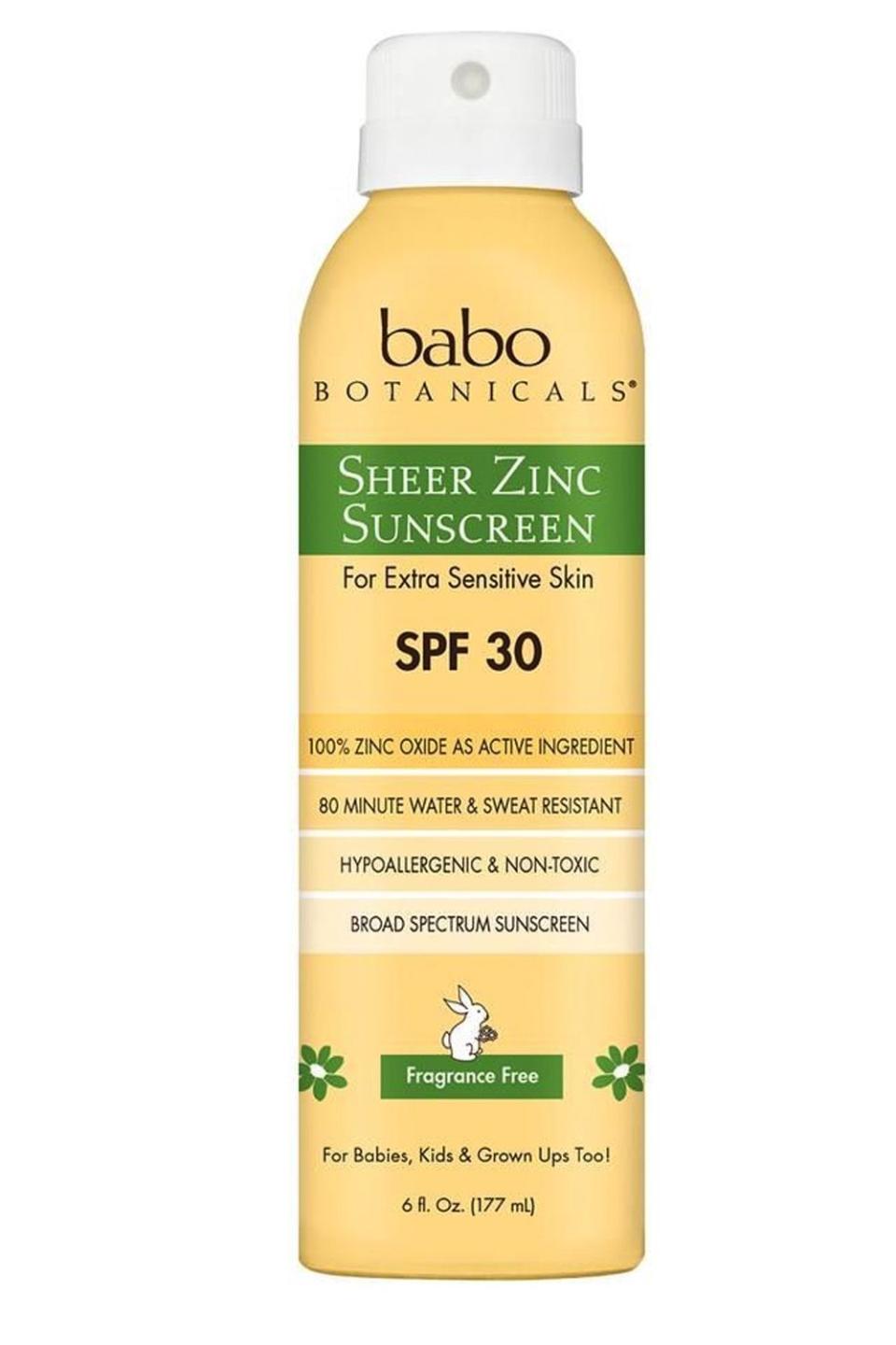 Babo Botanicals Sheer Zinc Continuous Spray Sunscreen SPF 30