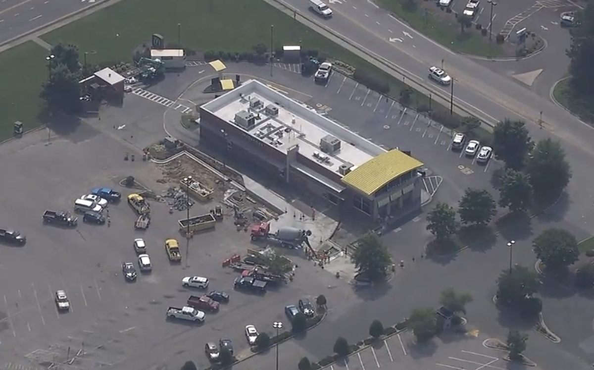 An aerial view of the site of a stabbing attack in Oxford, North Carolina, on 17 July (ABC11)