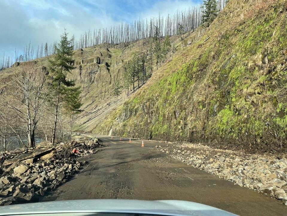 Images from Highway 224 southeast of Estacada along the Clackamas River corridor from January as crews work to try and reopen the popular recreation area.