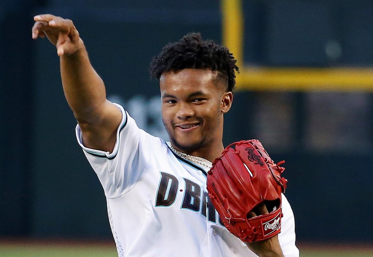 Arizona Cardinals quarterback Kyler Murray throws first pitch