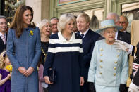 <div class="caption-credit">Photo by: Jeff Spicer - WPA Pool/Getty Images</div>Wisely, she's also learned not to get too bold. A true princess knows it's more important to match her elders than out-dress them. Coordinating her understated M Missoni coat with Camilla and the Queen at a recent event was an act of subtle diplomacy, something only the people's princess could pull off. <br> <br> Related: <br> <a href="http://yhoo.it/IMUZRl" rel="nofollow noopener" target="_blank" data-ylk="slk:Kate's knock-off wedding dress;elm:context_link;itc:0;sec:content-canvas" class="link ">Kate's knock-off wedding dress <br></a> <a href="http://yhoo.it/Jy9ko9" rel="nofollow noopener" target="_blank" data-ylk="slk:Kate's wedding dress is success;elm:context_link;itc:0;sec:content-canvas" class="link ">Kate's wedding dress is success <br></a> <a href="http://yhoo.it/IcbpBM" rel="nofollow noopener" target="_blank" data-ylk="slk:Kate's pantyhose phase;elm:context_link;itc:0;sec:content-canvas" class="link ">Kate's pantyhose phase</a>