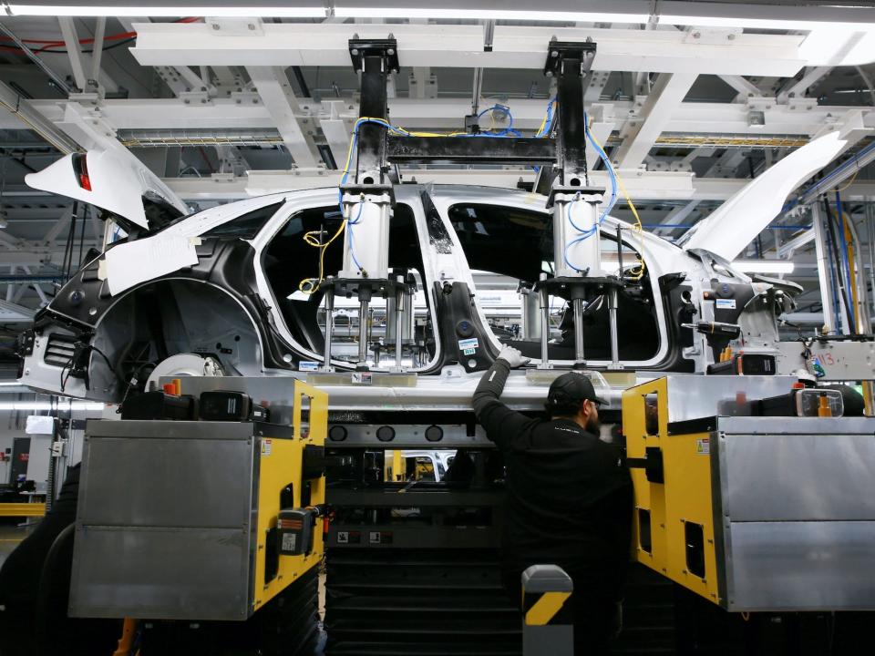 Electric vehicle assembly at Lucid Motors plant in Casa Grande, Arizona