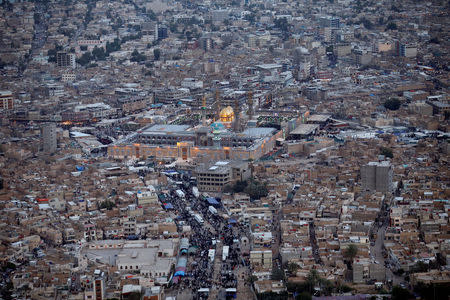 The shrine of Imam Moussa al-Kadhim is seen in this aerial view taken in Baghdad's Kadhimiya district May 2, 2016. REUTERS/Thaier Al-Sudani