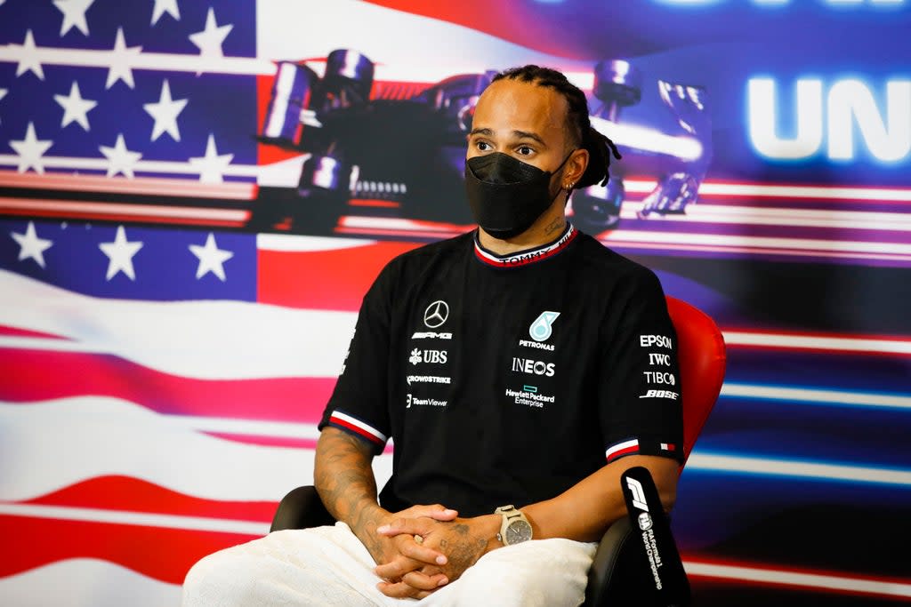 Lewis Hamilton speaks to the media after the US Grand Prix  (Getty)