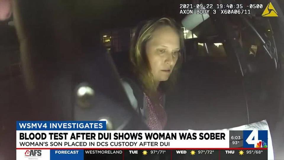 Kathryn Slayton is seen on body-camera footage during her DUI arrest (Screengrab/WSMV4)
