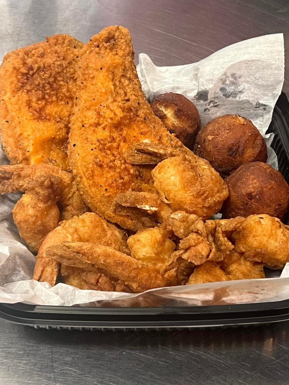 The southern fried pork chop combo at Kinfolks BBQ, 289 Winthrop St., Taunton.