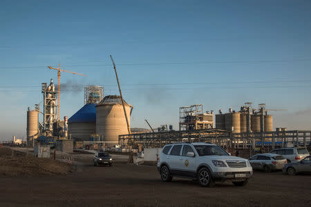 A general view of the cement plant built jointly by Chinese Gezhouba Group and Kazakh firm Corporation DANAKE during its opening ceremony on the outskirts of the village of Shieli, southern Kazakhstan December 11, 2018. REUTERS/Mariya Gordeyeva