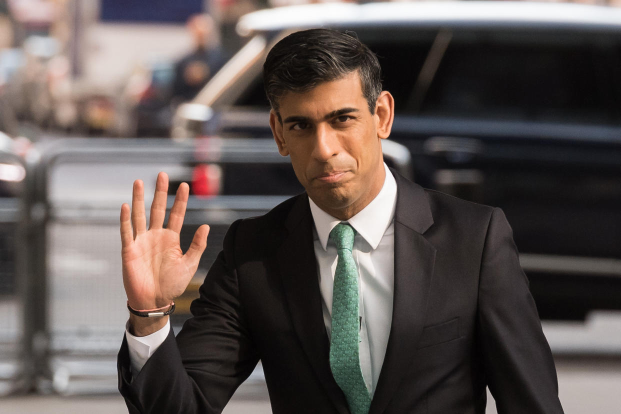 LONDON, UNITED KINGDOM - MARCH 20, 2022: Chancellor of the Exchequer Rishi Sunak arrives at the BBC Broadcasting House in central London to appear on the Sunday Morning show hosted by Sophie Raworth on March 20, 2022 in London, England. Chancellor Rishi Sunak is set to deliver the Spring Statement at the House of Commons on Wednesday 23 March amid surging cost of living and energy crisis. (Photo credit should read Wiktor Szymanowicz/Future Publishing via Getty Images)