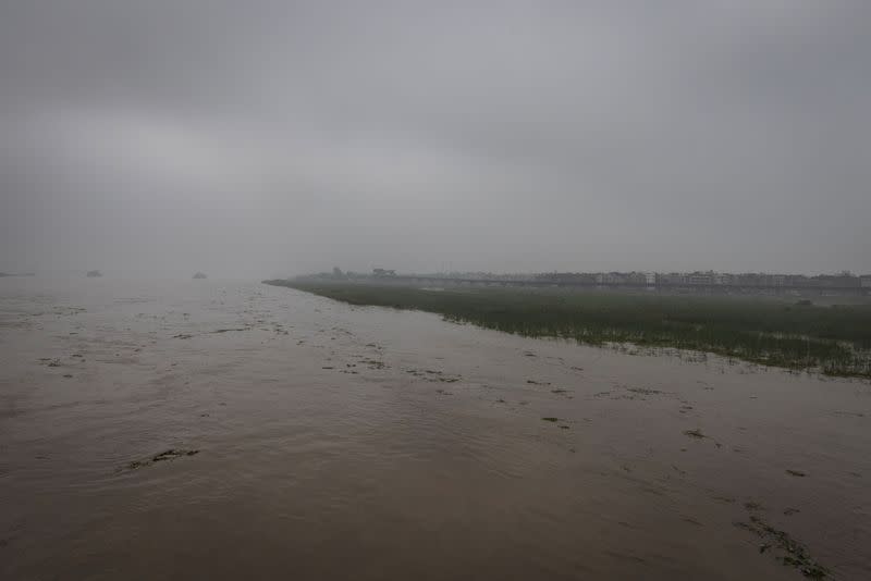 Rising water level of river Yamuna after monsoon rains in New Delhi