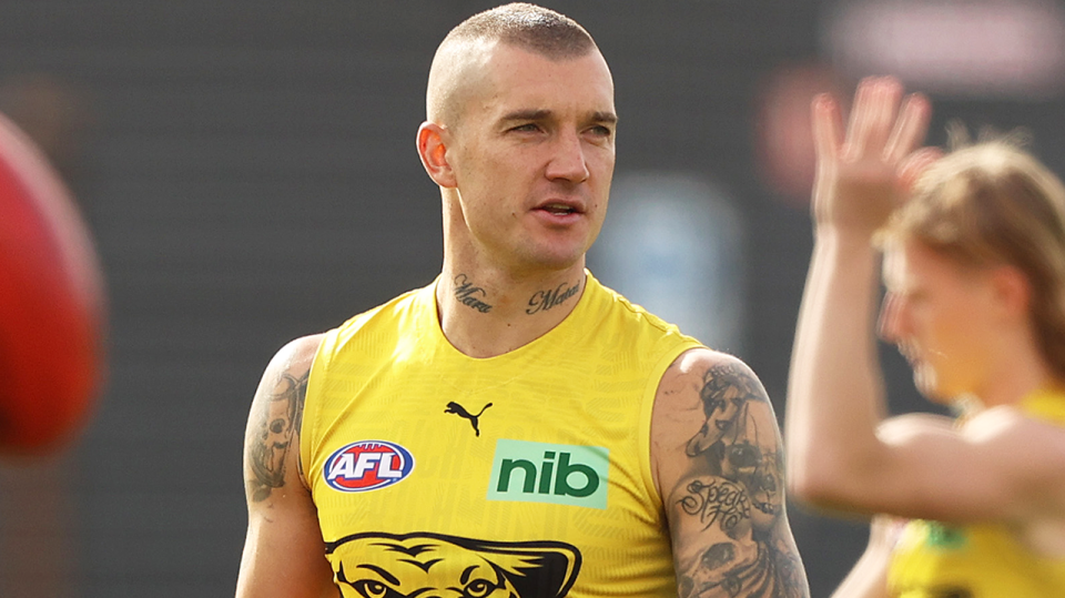 Dustin Martin (pictured) is set to make his AFL return this weekend against the Magpies. (Getty Images)