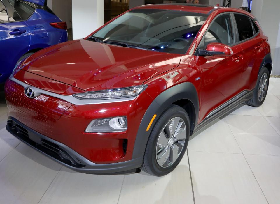 The Hyundai Kona won the North American Sport Utility of the Year during the start of the North American International Auto Show media previews at Cobo Center in Detroit on Monday, January, 14, 2019.