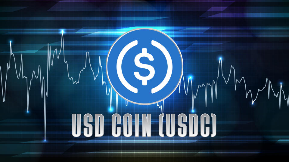 abstract futuristic technology background of USD Coin (USDC) Price graph Chart coin digital cryptocurrency