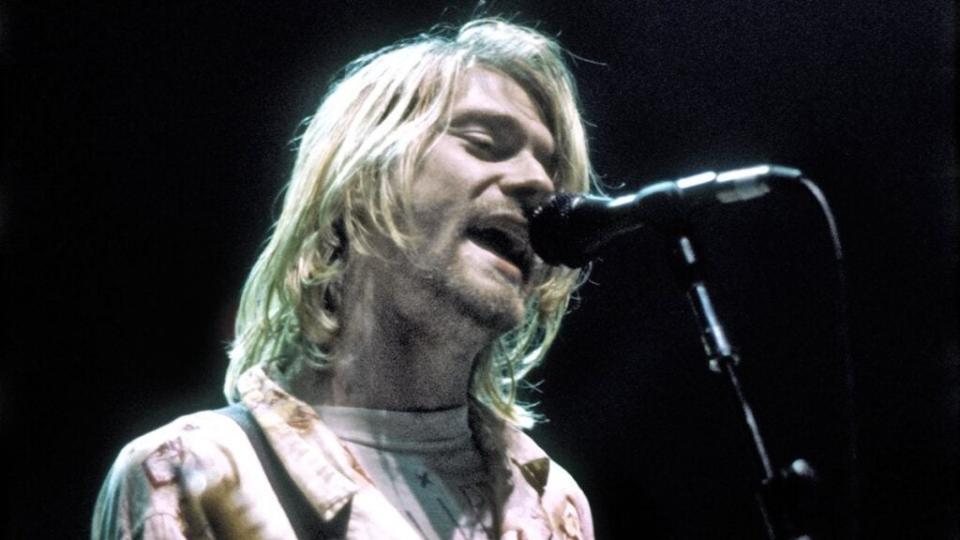 Nirvana front man Kurt Cobain plays his last U.S. concert at the Seattle Arena on January 7, 1994 in Seattle, Washington. (Michael Ochs Archives/Getty Images)