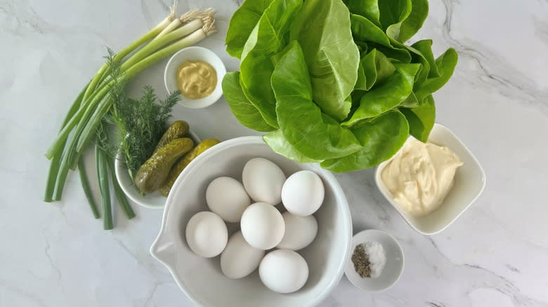 ingredients for egg salad lettuce wraps