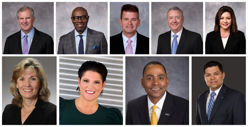 A combination handout photo shows members of the U.S. Federal Reserve Bank of Dallas in 2020