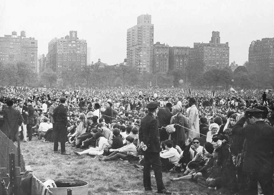 Thousands of demonstrators sit in Sheep Meadow in Central Park in New York City protesting the war in Vietnam on April 27, 1968. <a href="https://www.gettyimages.com/detail/news-photo/thousands-of-demonstrators-sit-in-sheep-meadow-in-central-news-photo/1320037070?adppopup=true" rel="nofollow noopener" target="_blank" data-ylk="slk:Dick Yarwood/Newsday RM via Getty Images;elm:context_link;itc:0;sec:content-canvas" class="link ">Dick Yarwood/Newsday RM via Getty Images</a>