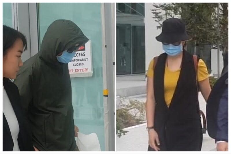 Chinese nationals Hu Jun, 38, and his wife Shi Sha, 36, who were charged under the Infectious Diseases Act, walking outside the State Courts building on 28 February 2020. (PHOTOS: Wan Ting Koh/Yahoo News Singapore)
