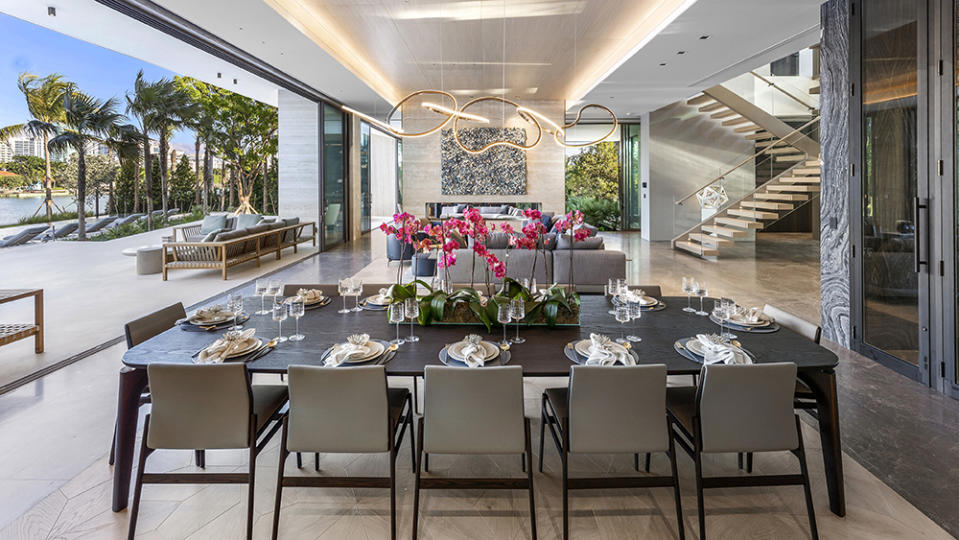 98 La Gorce Cir, Miami Beach interiors feature an airy, indoor-outdoor design.