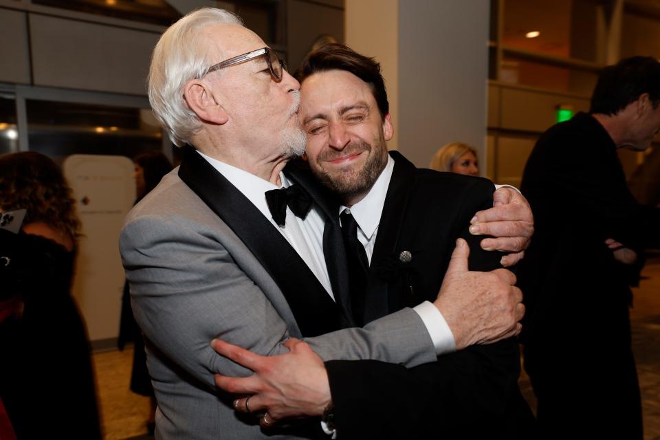 Kieran Culkin, right, and Brian Cox at the 75th Emmy Awards at the Peacock Theater in Los Angeles on Jan. 15, 2024.