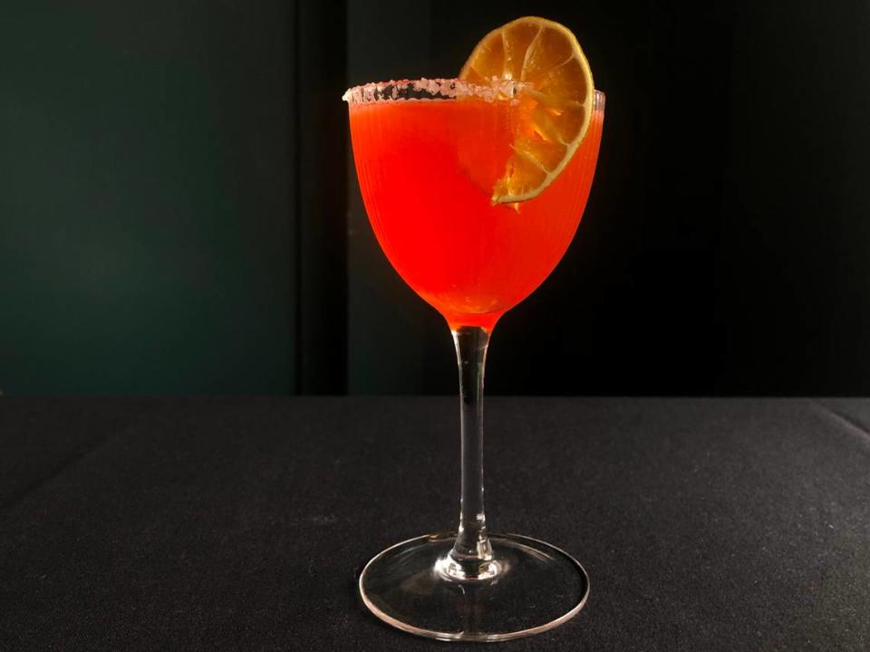 The aperol margarita at Evergreen, a new restaurant concept replacing Charred, in Ocean Springs on Thursday, Sept. 28, 2023.