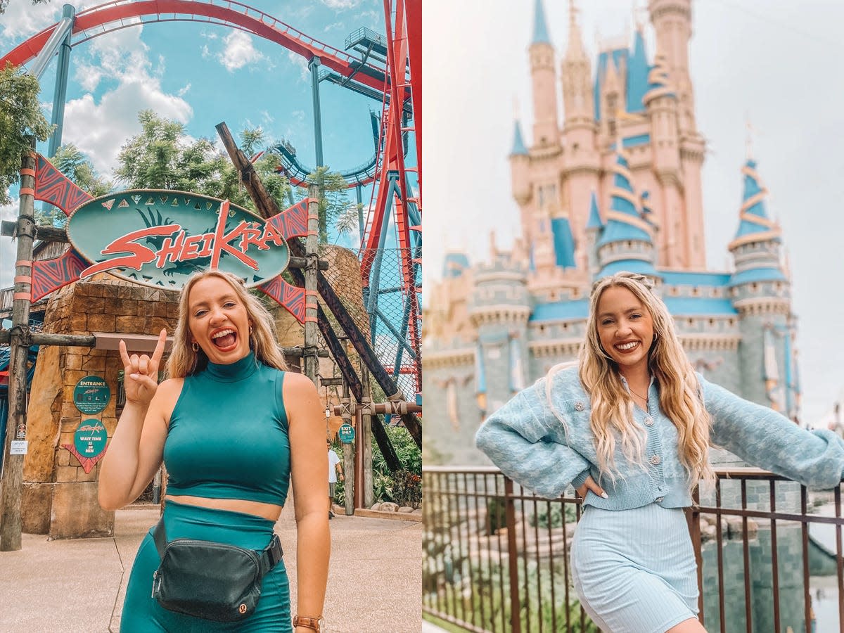 kayleigh posing at busch gardens and kayleigh posing at magic kingdom