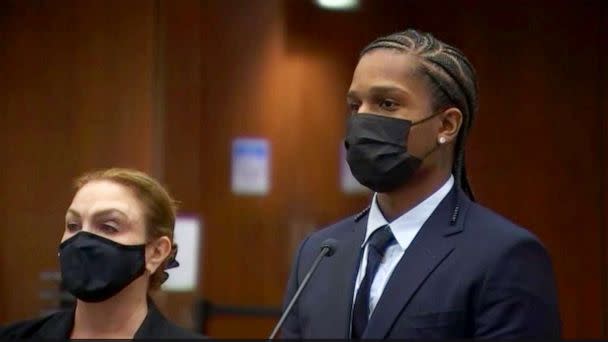 PHOTO: Rapper A$AP Rocky, also known as Rakim Mayers, attends his arraignment hearing on charges of assault with a firearm, in Los Angeles, Aug. 17, 2022. (Pool)