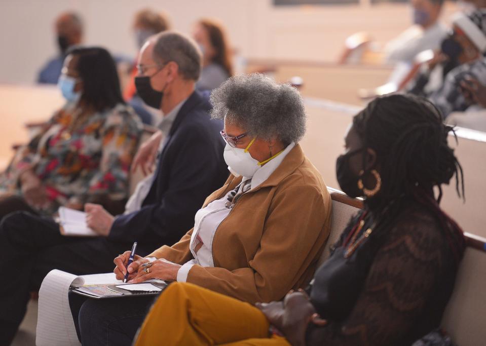 Southside residents and community partners gather at Mt. Moriah Baptist Church to present their "Rebuilding Southside" plan, which came together after 18 months of work, at the church in Spartanburg, Saturday, March 26, 2022.