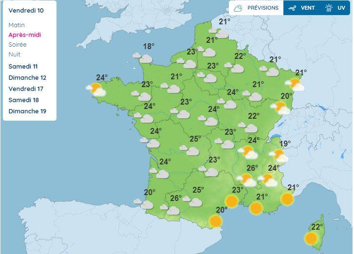 Les prévisions météo attendues pour le vendredi 10 mai.