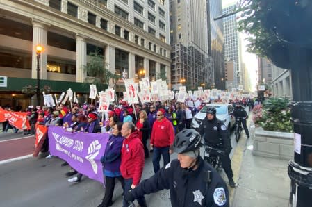 Hundreds of teachers and supporters march in Chicago