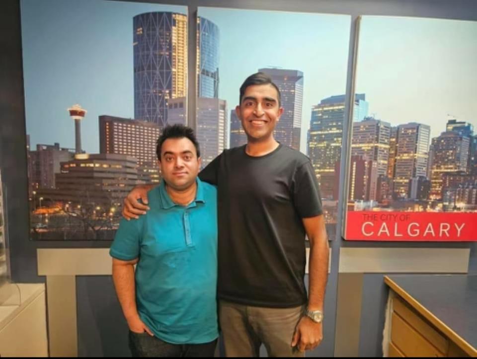 Fazal Khan, left, and Usman Kokar, right, mapped over 100 restaurants in Calgary that offer halal options.  (Submitted by Fazal Khan – Image Credit)