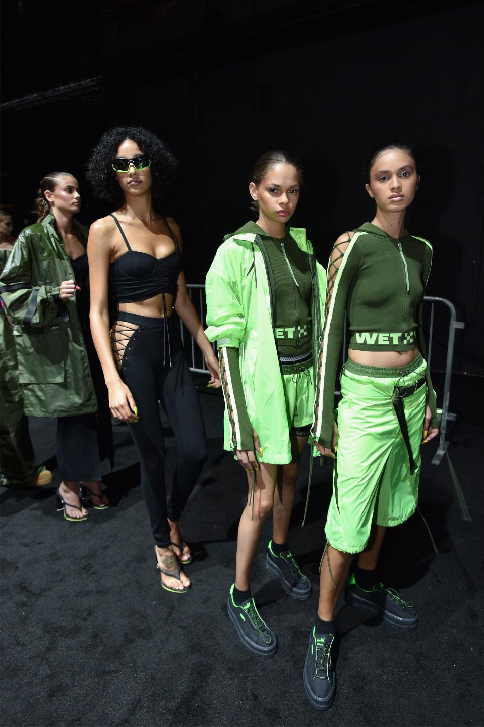 Models backstage at the Fenty Puma by Rihanna spring/summer 2018 collection on Sept. 10  in New York City.