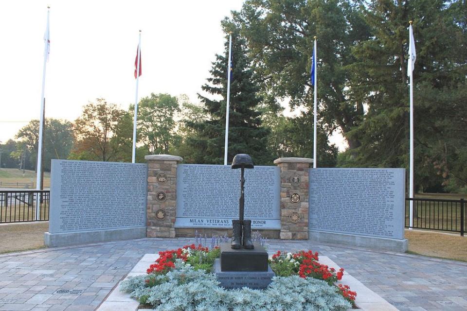 The city of Milan Veterans Wall is unique in that it includes both living and deceased veterans’ names.