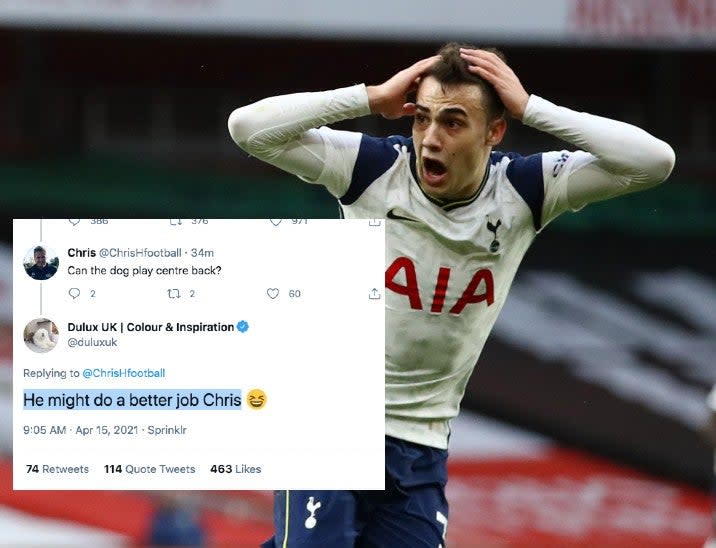 Dulux took a playful swipe at Spurs before deleting the tweet (Getty)