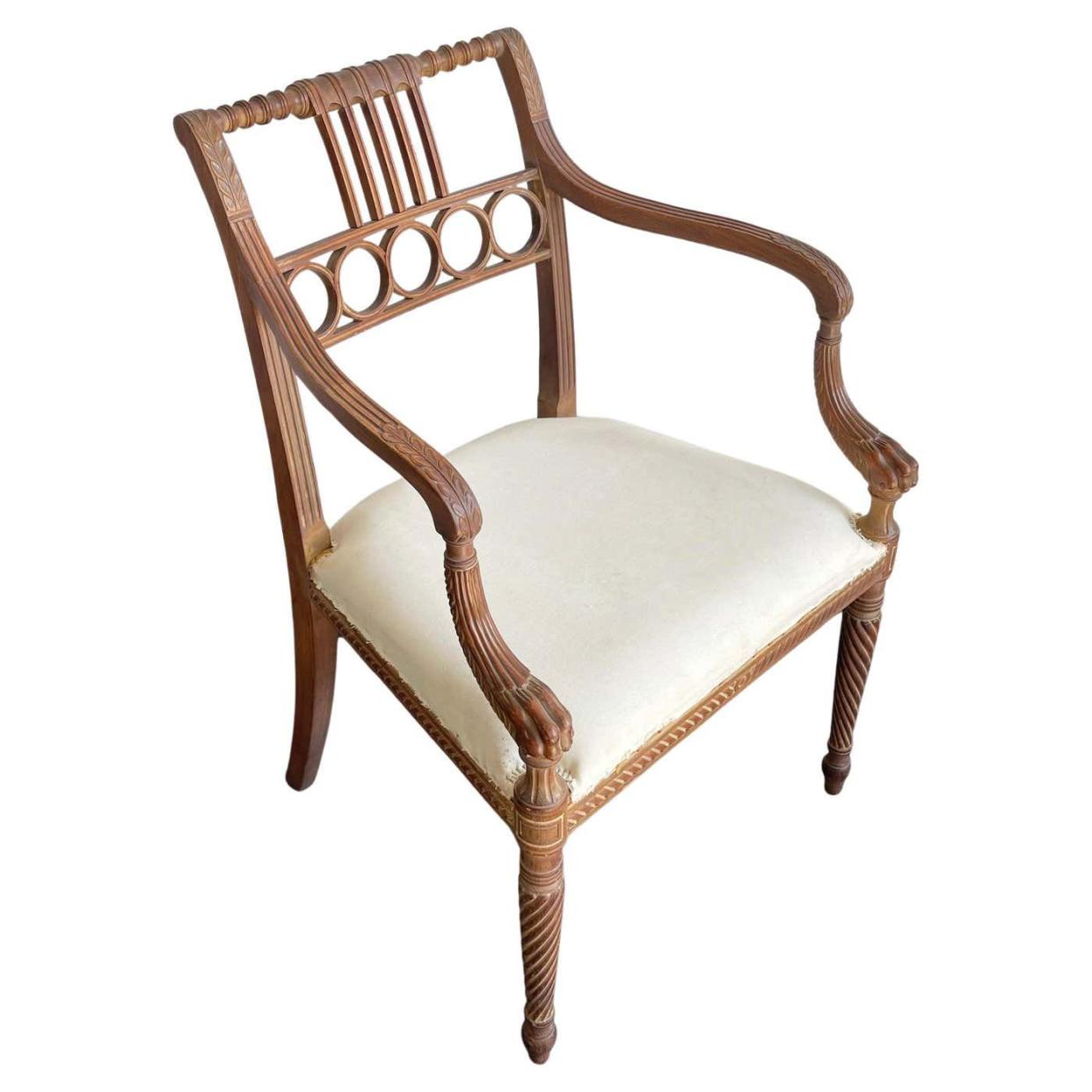 <p><a href="https://go.redirectingat.com?id=74968X1596630&url=https%3A%2F%2Fwww.1stdibs.com%2Ffurniture%2Fseating%2Farmchairs%2Fantique-egyptian-revival-carved-maple-armchair%2Fid-f_39217032%2F&sref=https%3A%2F%2Fwww.veranda.com%2Fhome-decorators%2Fa60500440%2Fmichael-smith-veranda-cover-room%2F" rel="nofollow noopener" target="_blank" data-ylk="slk:Shop Now;elm:context_link;itc:0;sec:content-canvas" class="link rapid-noclick-resp">Shop Now</a></p><p>Antique Egyptian Revival Carved Maple Armchair</p><p>1stdibs.com</p><p>$2800.00</p>